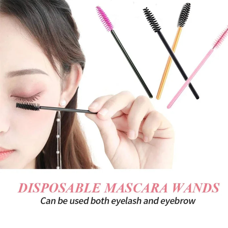 CNK 50Pcs Disposable Crystal Eyelash Brush Mascara Wands Applicator Diamond Rod Makeup Brushes for Women Eyelash Extension Tool