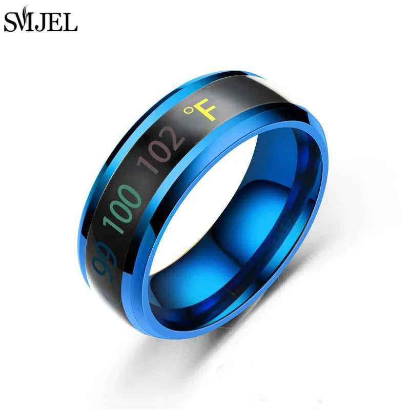 Fashion Smart Ring Multifunctional Temperature Sensitive Rings Titanium Steel Couple Jewelry Fingertip Temperature Sensor Ring