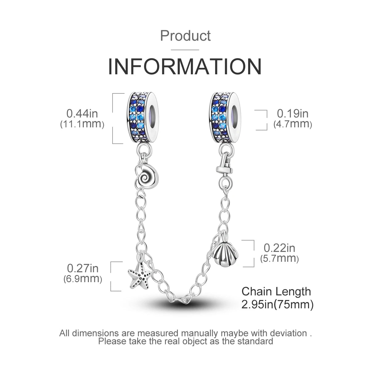 Safety Chain Silver Plated Beads Classic Safety Chain Stopper Clip Charm Fit Original Bracelet Jewelry Making