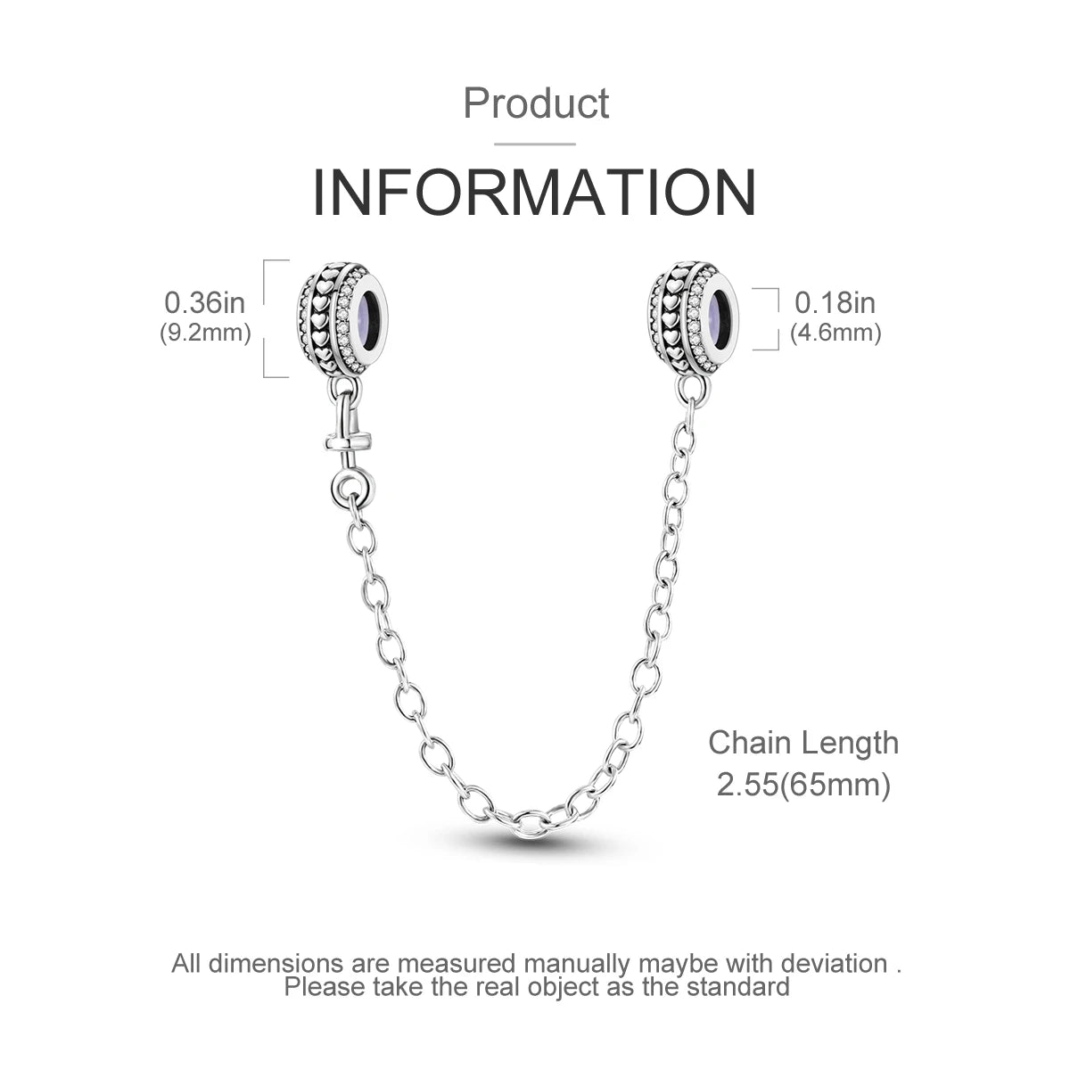 Safety Chain Silver Plated Beads Classic Safety Chain Stopper Clip Charm Fit Original Bracelet Jewelry Making